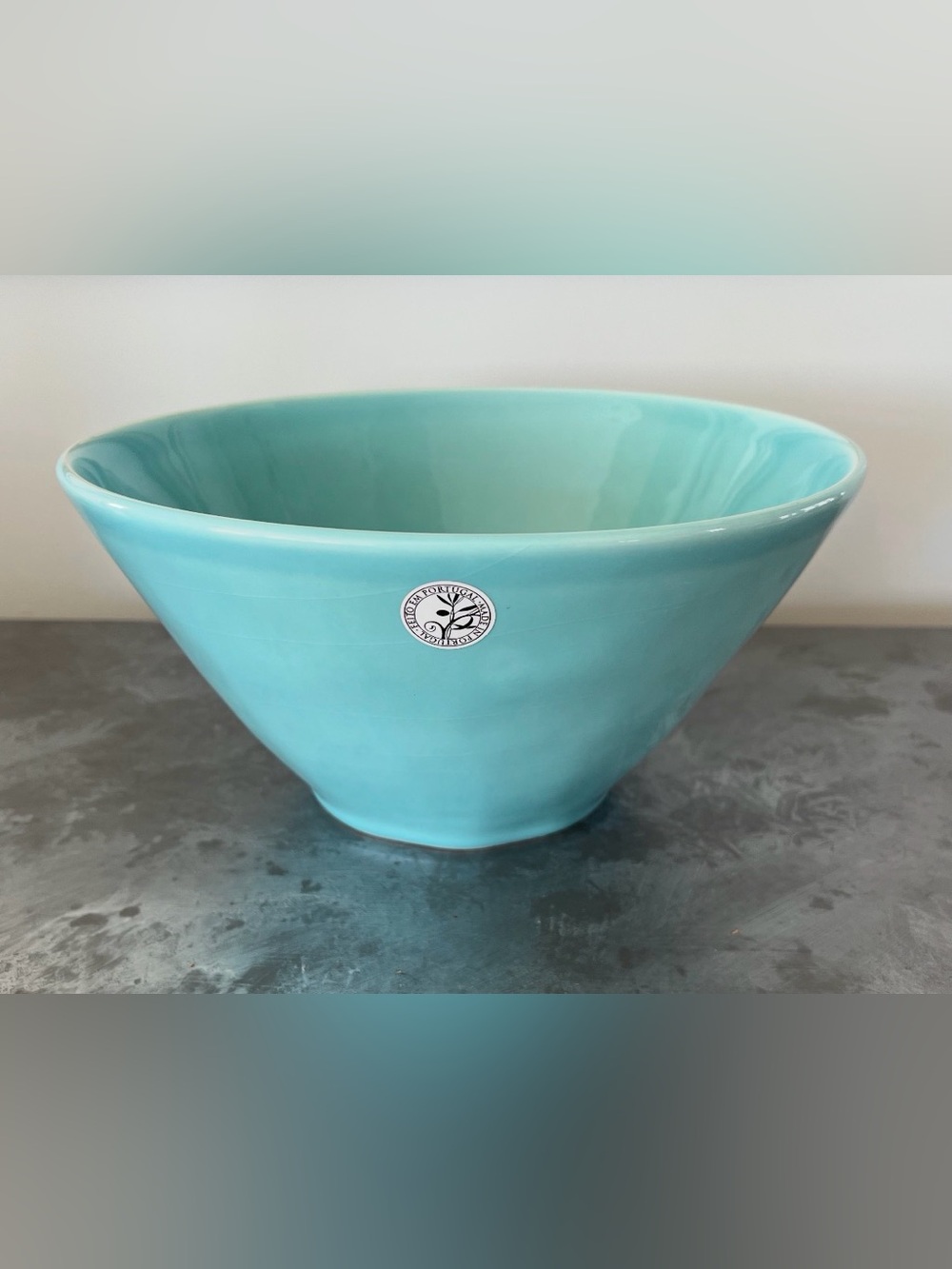 12.25” Diameter x 5 3/8 “ High Turquoise Portugal Primagero Serving Bowl NEW